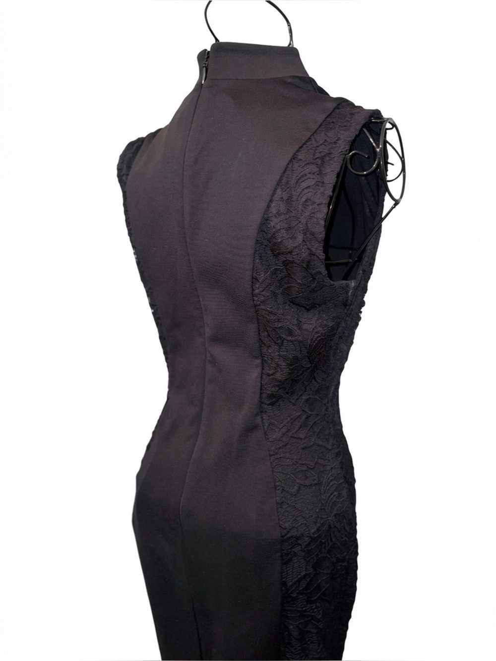 Bebe Black Lace Side Panel Mock Neck Bodycon Dress - Picture 5 of 13